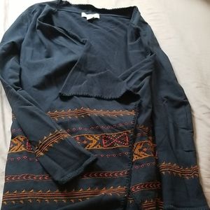 Lucky brand embroidered Aztec sweatshirt cardigan